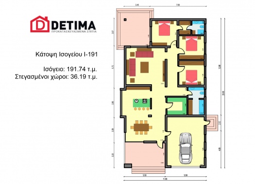 Ισόγεια Κατοικία Ι-191, συνολικής επιφάνειας 191.74 τ.μ.