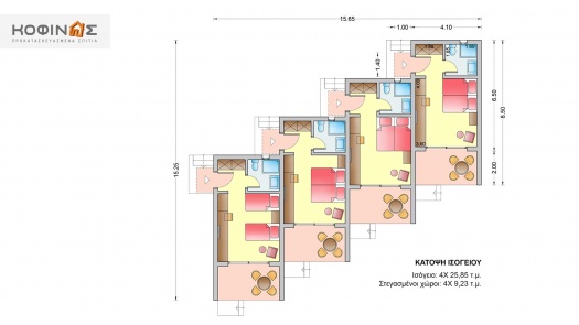 Συγκρότημα Κατοικιών E-25b, συνολικής επιφάνειας 4 x 25,85 = 103,40 τ.μ.