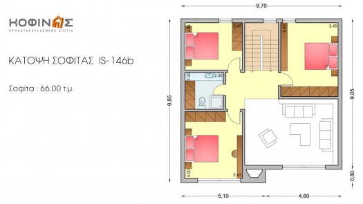 Ισόγεια Κατοικία με Σοφίτα IS-146a, συνολικής επιφάνειας 146,57 τ.μ.