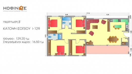 Ισόγεια Κατοικία I-129, συνολικής επιφάνειας 129,20 τ.μ.