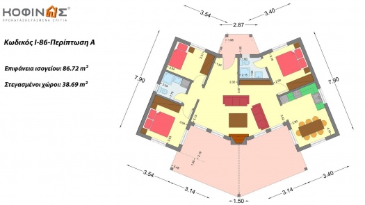 Ισόγεια Κατοικία I-86 συνολικής επιφάνειας 86,72 τ.μ.