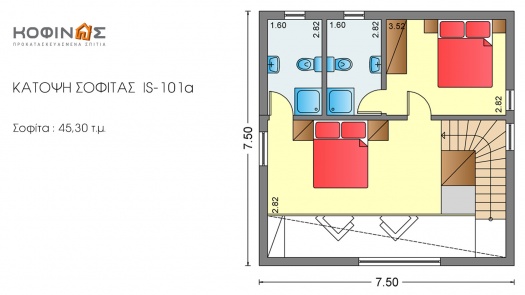 Ισόγεια Κατοικία με Σοφίτα IS-101a, συνολικής επιφάνειας 101,60 τ.μ.