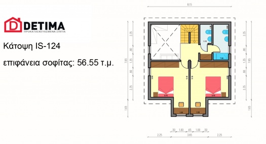 Ισόγεια Κατοικία με Σοφίτα ΙS-124, συνολικής επιφάνειας 124.92 τ.μ.