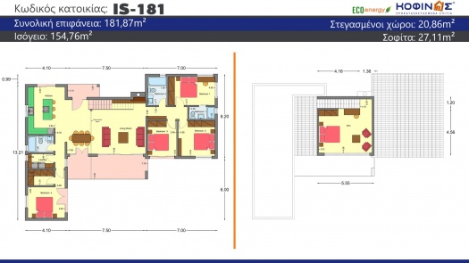 Ισόγεια Κατοικία με Σοφίτα IS-181, συνολικής επιφάνειας 181,87 τ.μ.