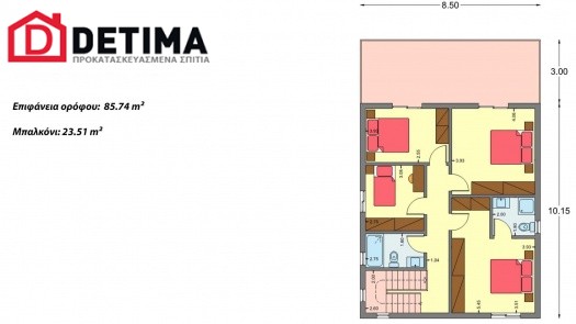 Διώροφη Κατοικία D-179a, Συνολικής Επιφάνειας 179.38 τ.μ.