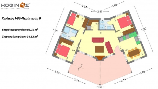 Ισόγεια Κατοικία I-86 συνολικής επιφάνειας 86,72 τ.μ.